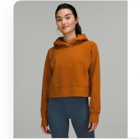 Lululemon Sweatshirt Womens 4 Orange Loungeful Cropped Hoodie Butternut Brown - Picture 1 of 6